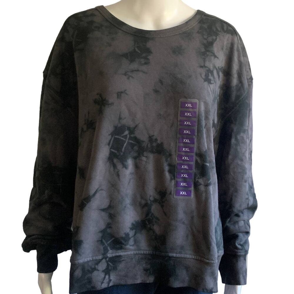 Womens Gray Tie Dye Lightweight Sweatshirt Medium